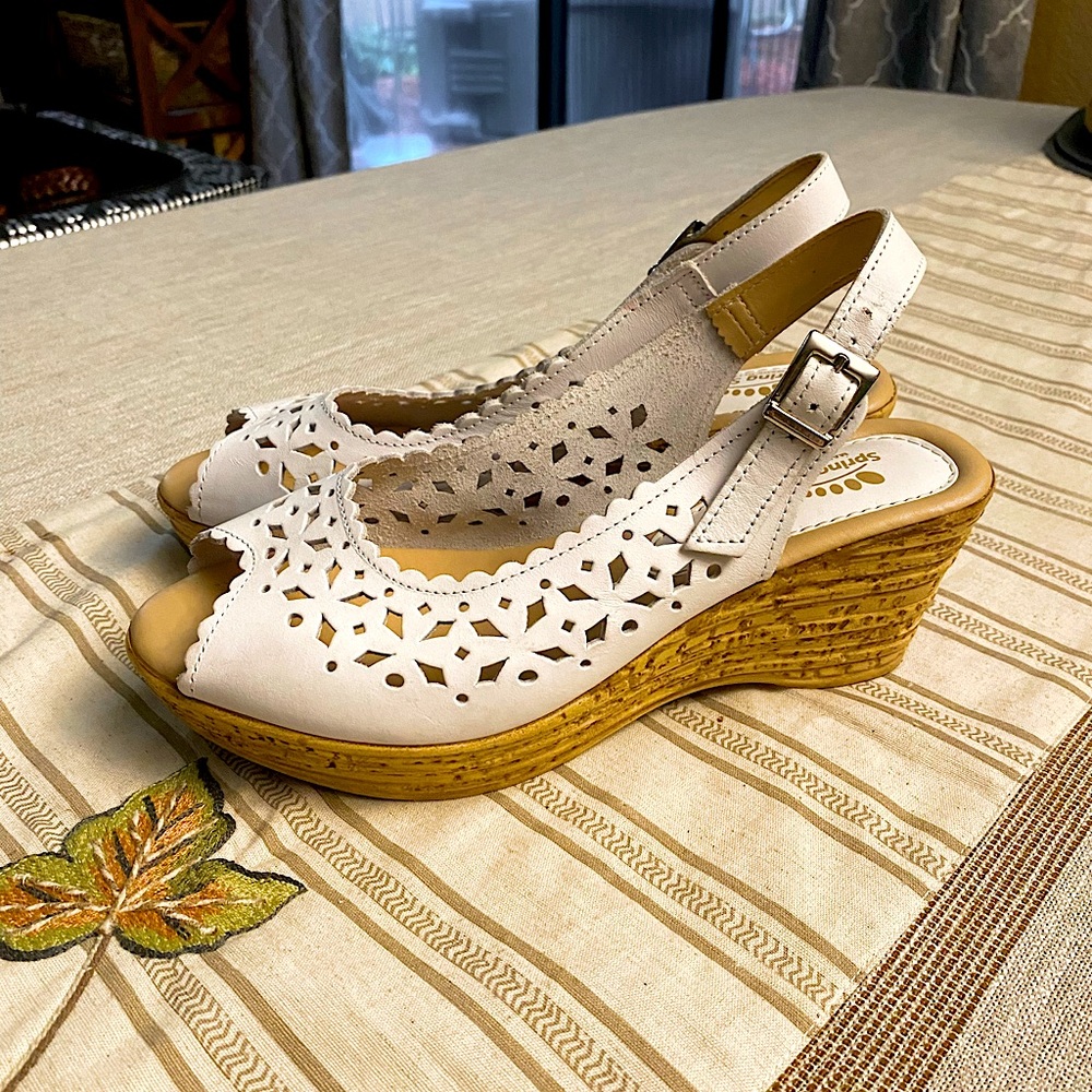 Spring Step peep toe espadrille wedge sandals